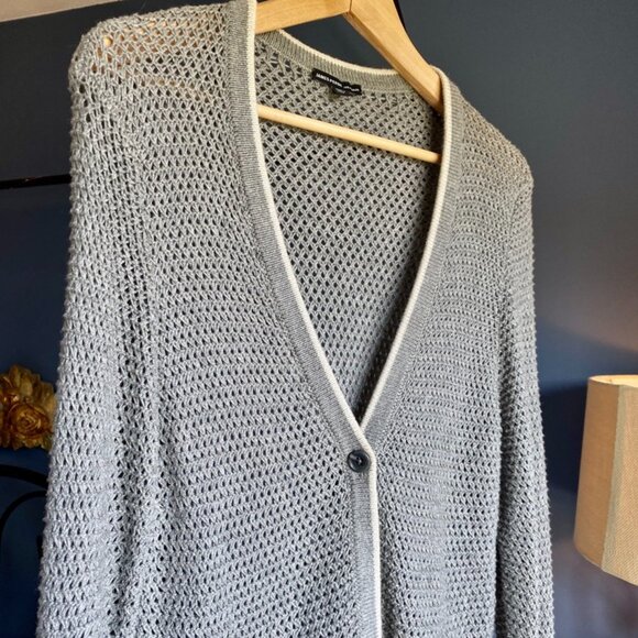 James Perse Grey Open Knit Cardigan Sweater - Picture 2 of 7